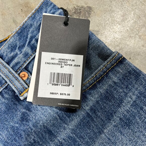 $675 NWT RE/DONE x LEVI'S INDIGO ENGINEERED TAPER JEANS SZ 27 - Picture 6 of 9
